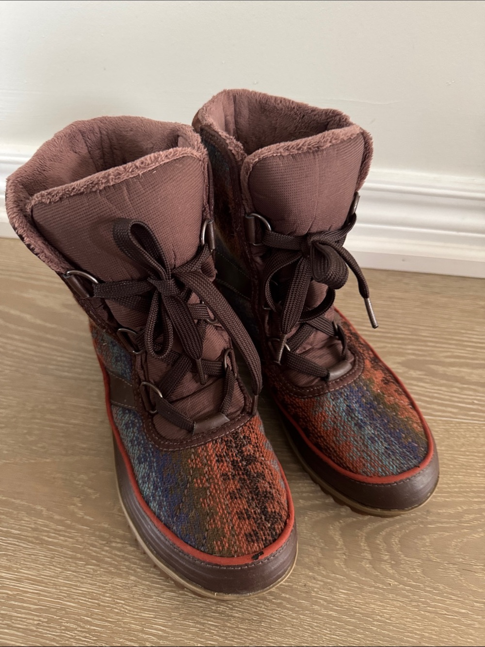 Sorel Multicolor Lace-Up Winter Boots - Brown & Rust Accents - Picture 1 of 8